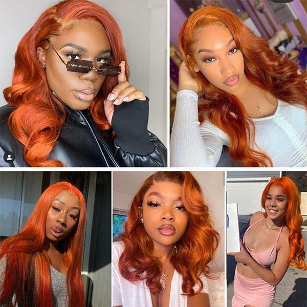 VSHOW Ginger Red Hair Body Wave Color Wigs Human Hair Lace Front Wigs - Image 4