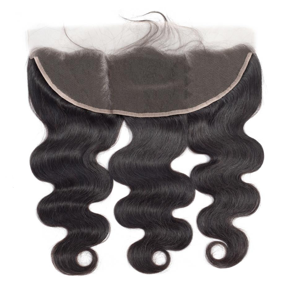 VSHOW HAIR Premium 9A Indian Human Virgin Hair Body Wave 3 Bundles with Pre Plucked 13x4 Frontal Natural Black - Image 3