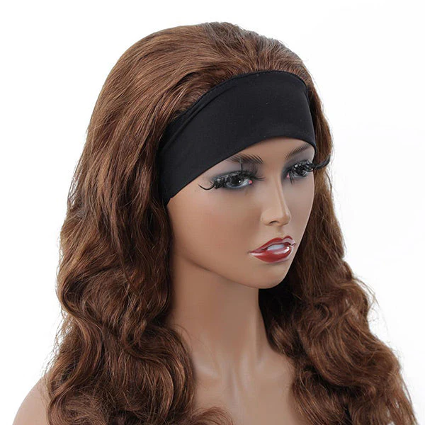 VSHOW HAIR Premium #4 Brown Body Wave Hair Headband Wigs 180% Density Glueless None Lace Wig - Image 3