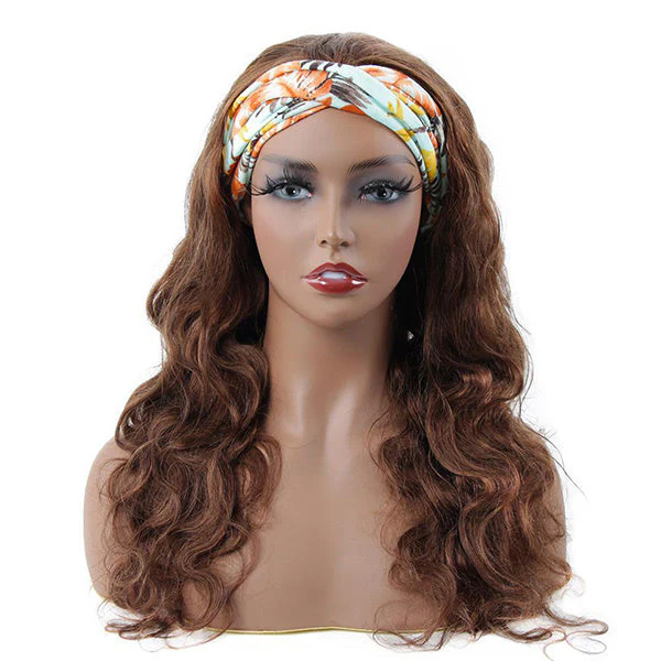 VSHOW HAIR Premium #4 Brown Body Wave Hair Headband Wigs 180% Density Glueless None Lace Wig - Image 4