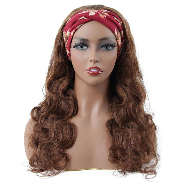 VSHOW HAIR Premium #4 Brown Body Wave Hair Headband Wigs 180% Density Glueless None Lace Wig - Image 5