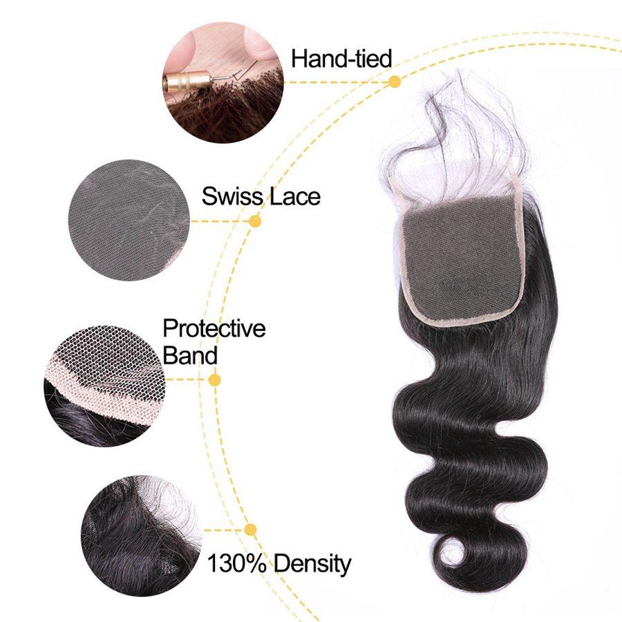 VSHOW HAIR Premium 9A Brazilian Human Virgin Hair Body Wave 3 Bundles with Pre Plucked Closure Deal Natural Black - Image 4