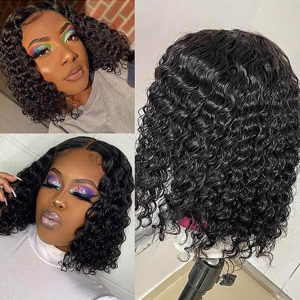 VSHOW Deep Wave Short Bob Haircuts Curly Hair Wigs 7X5 Lace Closure Human Hair Wigs - Image 3