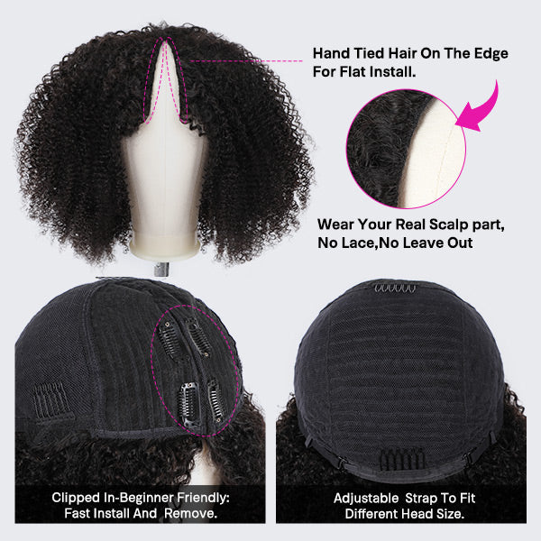 BOGO Deep Wave Lace V Part Human Hair Wigs Beginner Friendly Glueless Wigs No Leave Out - Image 6