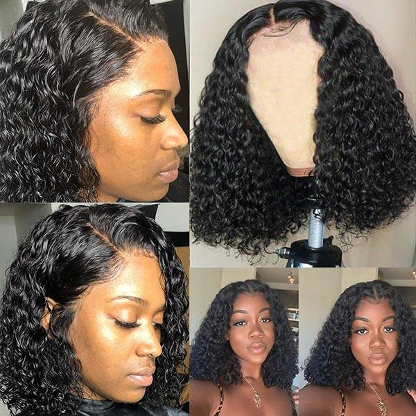 VSHOW Curly Bob Haircut Kinky Curly Hair Short Bob Haircuts Lace Front Wigs Human Hair - Image 4
