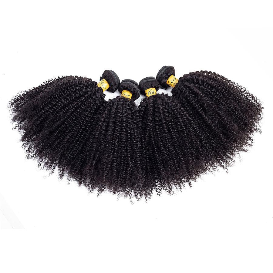 VSHOW HAIR Premium 9A Brazilian Human Virgin Hair Afro Curly Natural Black 4 Bundles Deal - Image 3