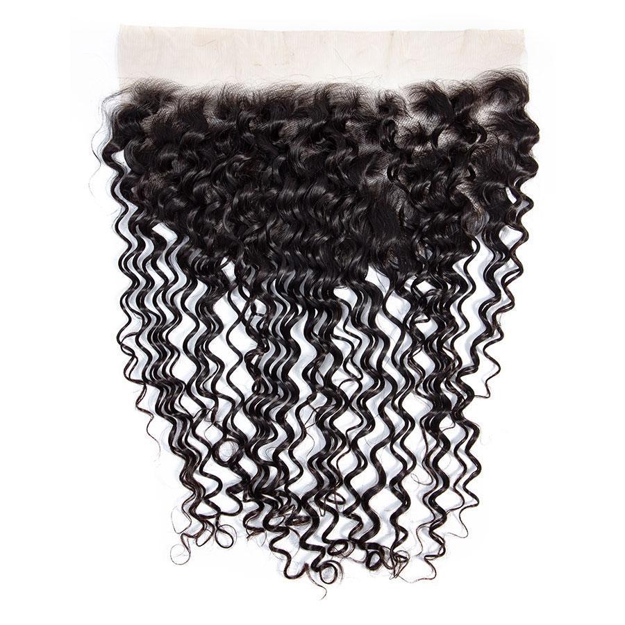 VSHOW HAIR Premium 9A Brazilian Human Virgin Hair Deep Wave 3 Bundles with Pre Plucked 13x4 Frontal Natural Black - Image 3