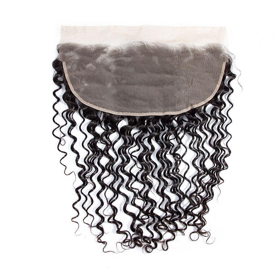 VSHOW HAIR Premium 9A Brazilian Human Virgin Hair Deep Wave 3 Bundles with Pre Plucked 13x4 Frontal Natural Black - Image 4