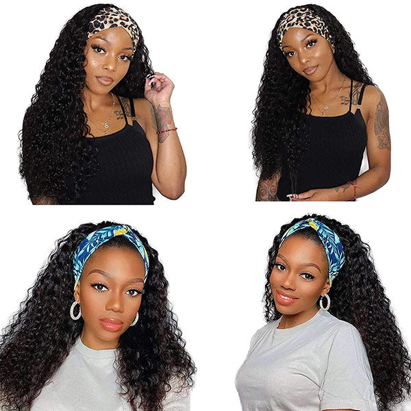 VSHOW Full Wigs Deep Wave Hair Headband Wigs 250% Density Glueless None Lace Wig - Image 3