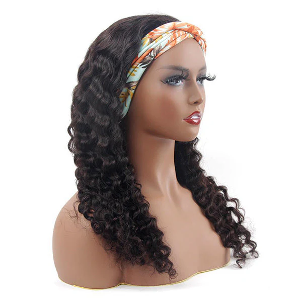 VSHOW Full Wigs Deep Wave Hair Headband Wigs 250% Density Glueless None Lace Wig - Image 4