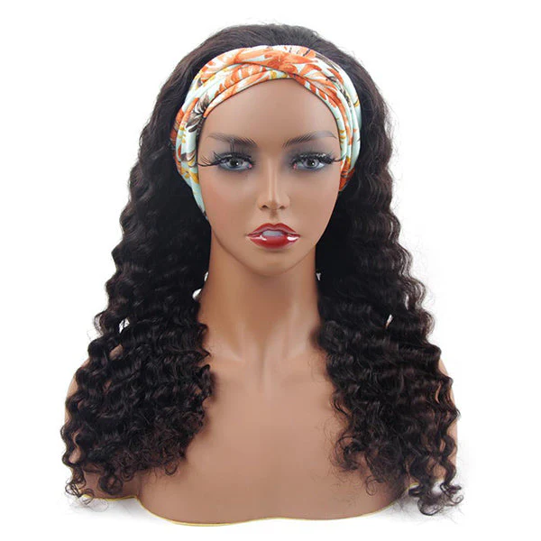 VSHOW Full Wigs Deep Wave Hair Headband Wigs 250% Density Glueless None Lace Wig - Image 5