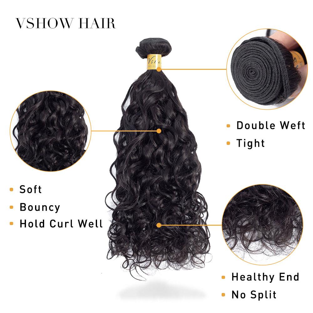 VSHOW HAIR Premium 9A Brazilian Human Virgin Hair Natural Wave Natural Black 4 Bundles Deal - Image 4