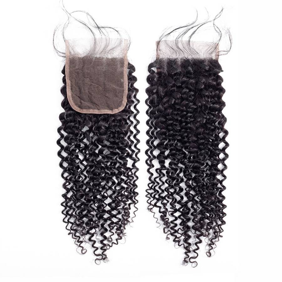 VSHOW HAIR Premium 9A Brazilian Human Virgin Hair Kinky Curly 3 Bundles with Pre Plucked Closure Deal Natural Black - Image 4