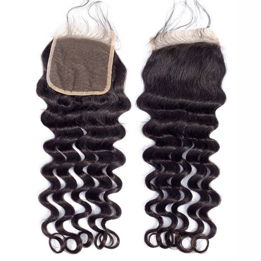 VSHOW HAIR Premium 9A Brazilian Human Virgin Hair Loose Deep Wave 3 Bundles with Pre Plucked Closure Deal Natural Black - Image 5