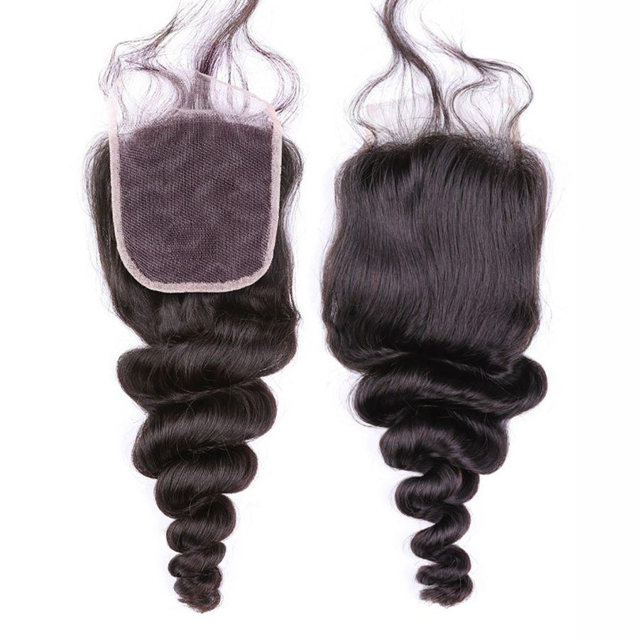 VSHOW HAIR Premium 9A Brazilian Human Virgin Hair Loose Wave 3 Bundles with Pre Plucked Closure Deal Natural Black - Image 2
