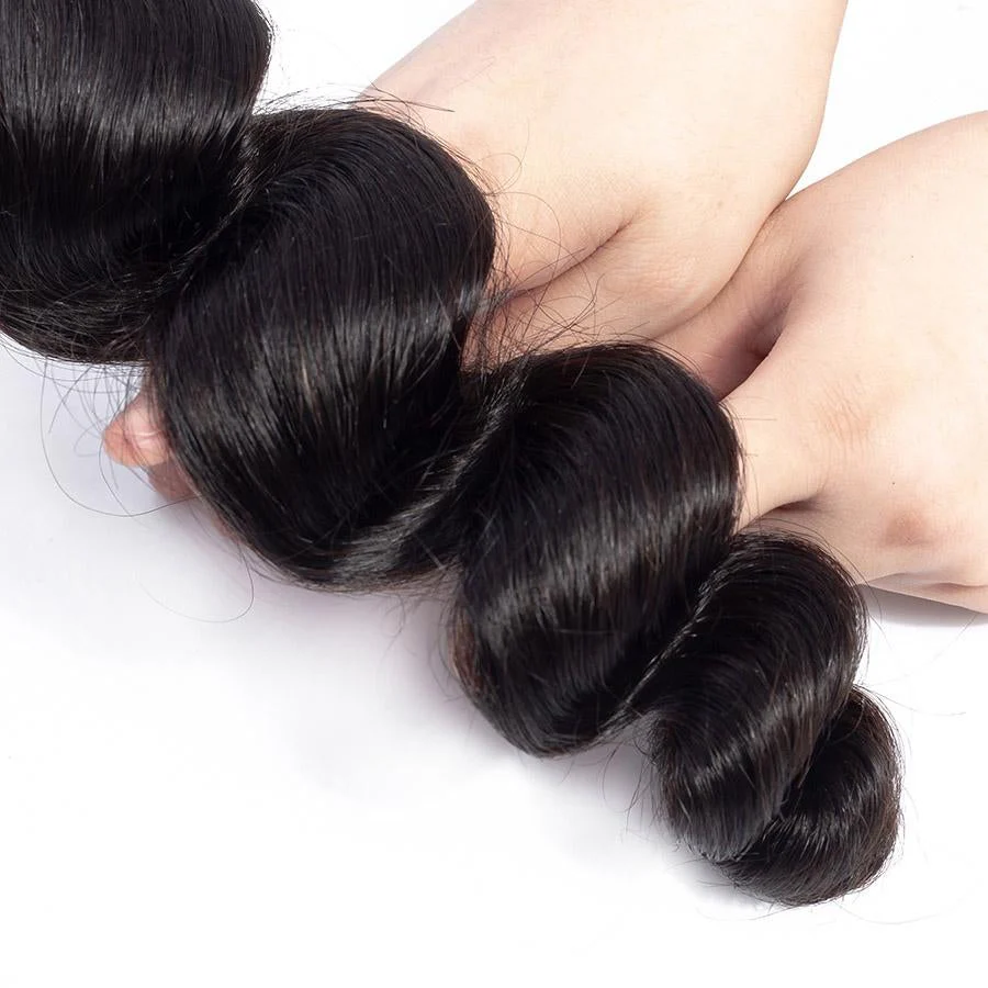 VSHOW HAIR Premium 9A Brazilian Human Virgin Hair Loose Wave Natural Black 3 Bundles Deal - Image 6