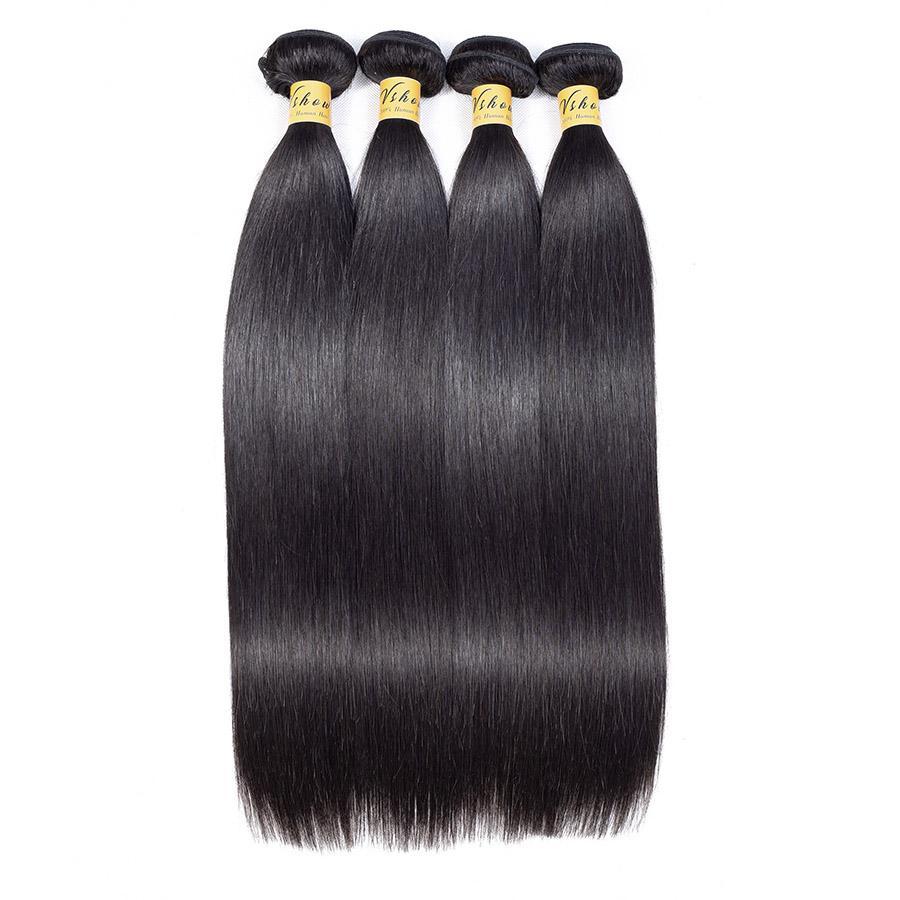 VSHOW HAIR Premium 9A Brazilian Virgin Human Hair Straight 3 or 4 Bundles with Closure Popular Sizes - Image 5