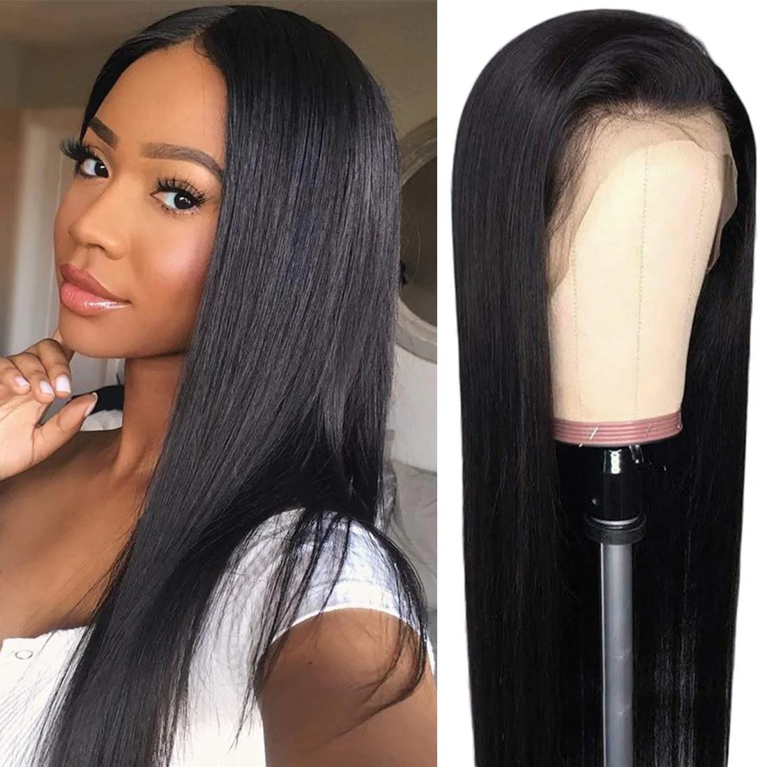 VSHOW Bleached Knots Straight Hair 13x6 Lace Front Human Hair Wigs Trendy Shoulder Length Straight Hair Wear Go Wigs - Image 3