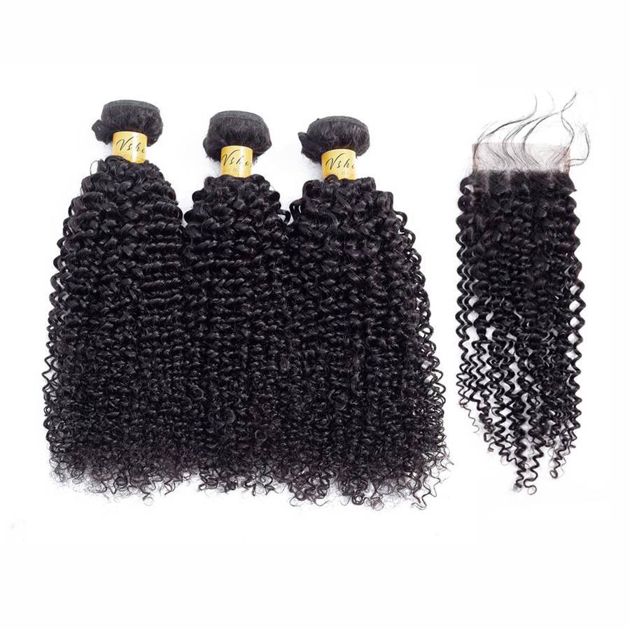 VSHOW HAIR Premium 9A Brazilian Virgin Human Hair Kinky Curly 3 or 4 Bundles with Closure Popular Sizes - Image 6