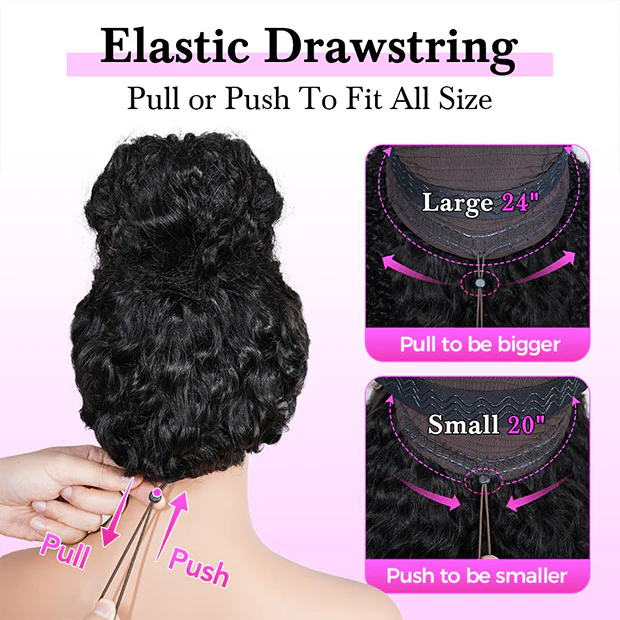 VSHOW Deep Wave 13X4 13X6 Pre Cut Lace Glueless Human Hair Wigs With Drawstring - Image 4