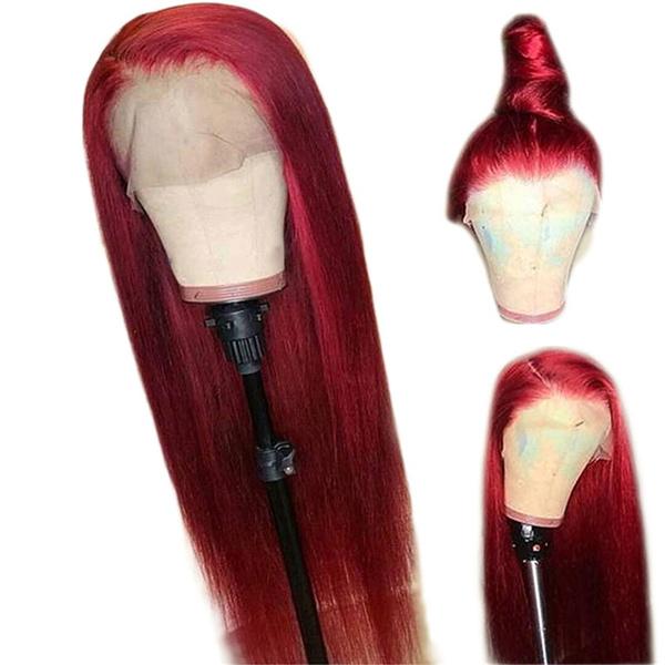VSHOW Burgundy Hair Color Short Straight Hair Human Hair Lace Front Wigs With Pre-plucked - Image 8