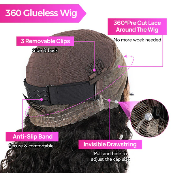 Vshow 360 Invisi Lace Wigs Burmese Curly Hair Wear Go Glueless Human Hair Wigs With Adjustable Strips - Image 6