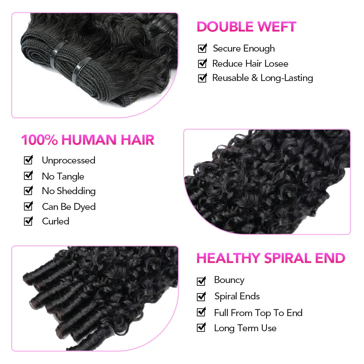 Vshow Hair Burmese Curly Human Hair Bundles 3 or 4 Pieces/bag Double Weft Hair Extensions 100g - Image 4