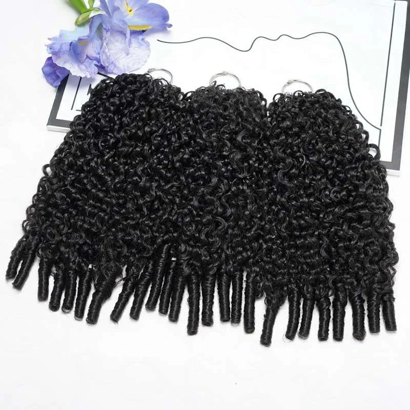 Vshow Burmese Curly Crochet Hair Natural Black Machine Made Feather Soft Curly Hair Bundles - Image 3
