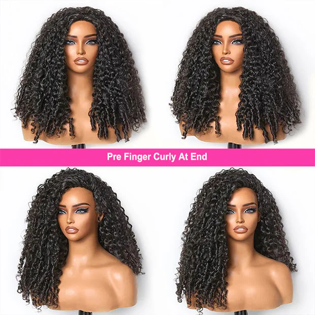 Vshow Burmese Curly Hair Half Wigs 250% Density With Finger Curly At End Flip Over Curly Human Hair Wigs - Image 6