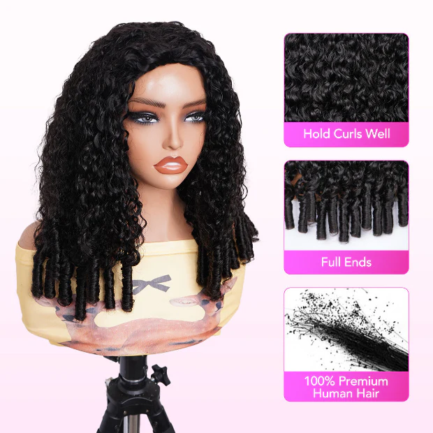 Vshow Burmese Curly Hair Half Wigs 250% Density With Finger Curly At End Flip Over Curly Human Hair Wigs - Image 7