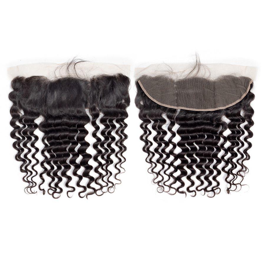 VSHOW HAIR Premium 9A Brazilian Human Virgin Hair Loose Deep Wave 3 Bundles with Pre Plucked 13x4 Frontal Natural Black - Image 6