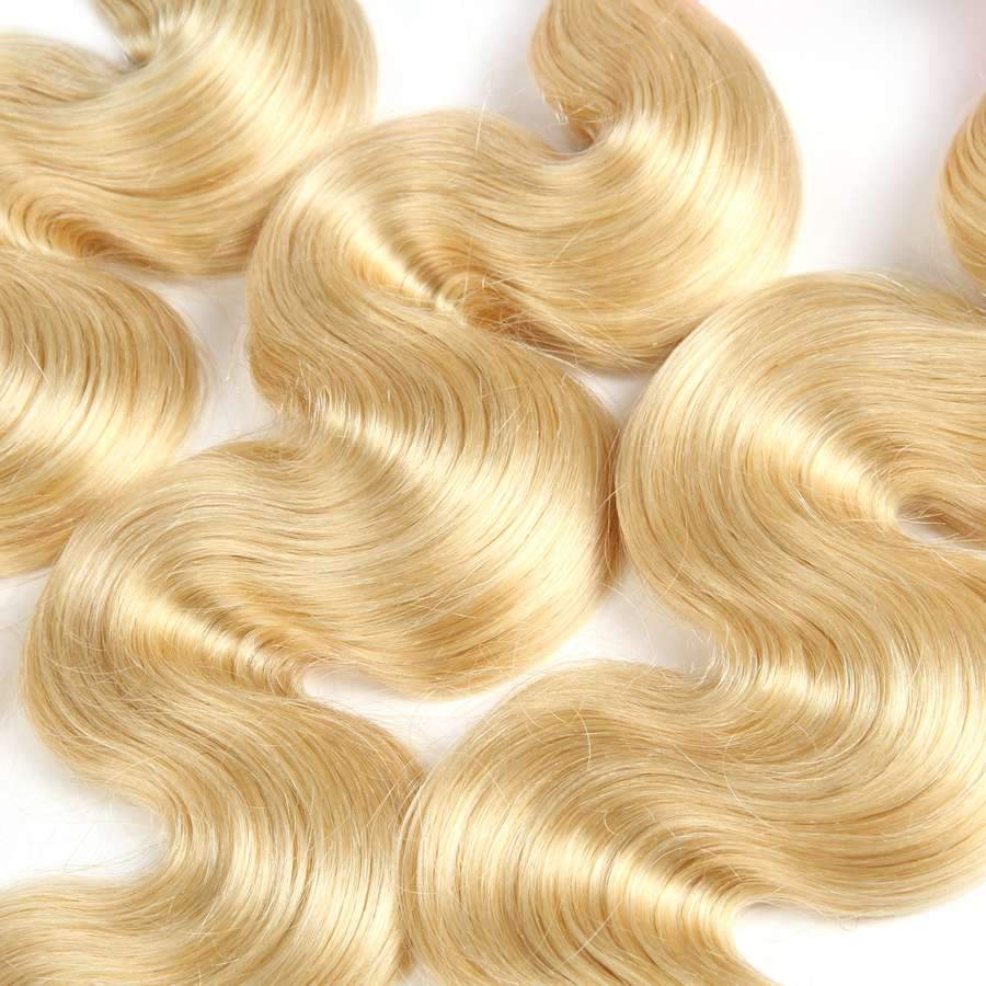 VSHOW HAIR Human Virgin Hair #613 Blonde Body Wave 3 or 4 Bundles with Closure - Image 3