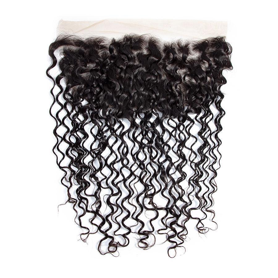 VSHOW HAIR Premium 9A Malaysian Human Virgin Hair Water Wave 3 Bundles with Pre Plucked 13x4 Frontal Natural Black - Image 6