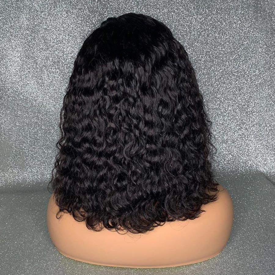 VSHOW HAIR Premium 9A Bob Kinky Curly Human Hair Lace Front Wigs Natural Black - Image 4