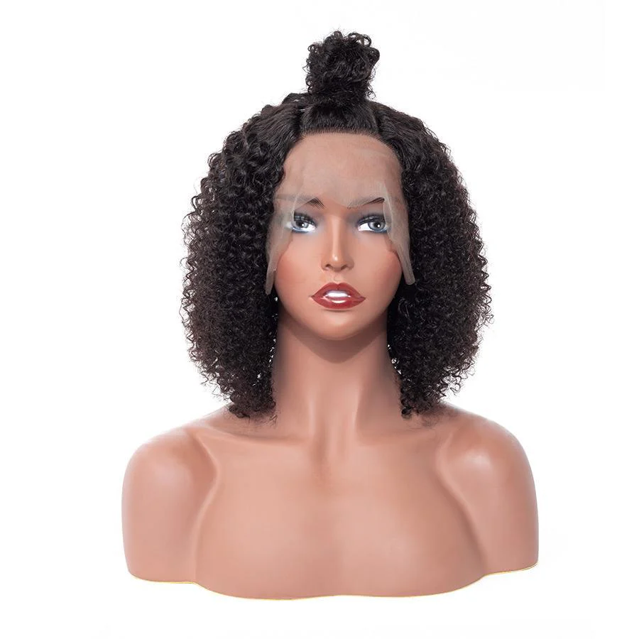 VSHOW HAIR Premium 9A Bob Kinky Curly Human Hair Lace Front Wigs Natural Black - Image 7