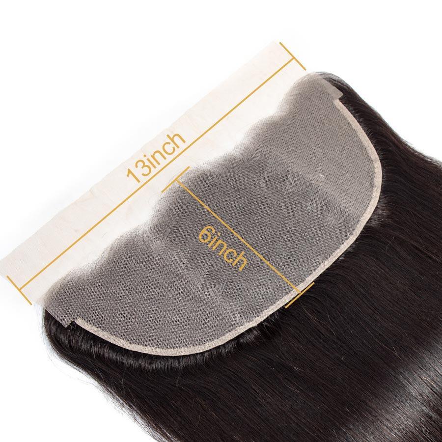 VSHOW HAIR Premium 9A Mongolian Human Virgin Hair Straight 3 Bundles with Pre Plucked 13x4 Frontal Natural Black - Image 3