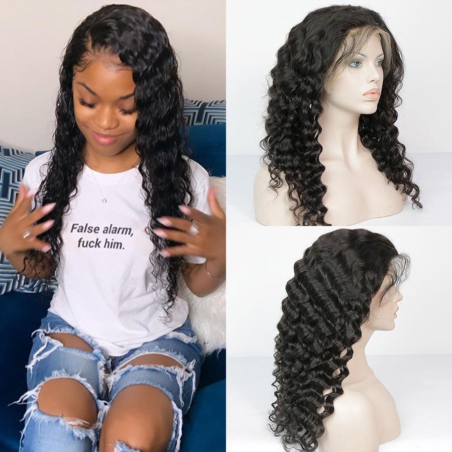 VSHOW HAIR Premium Lace Wigs Deep Wave Human Hair 360 Lace Wigs Natural Black - Image 3
