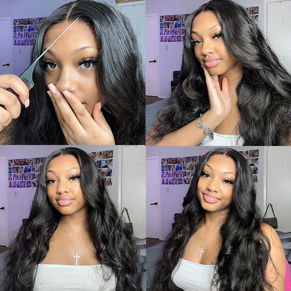 Clearance Sale Body Wave 4x4 Glueless Wear Go Wigs Pre-cut Transparent Lace Wigs Pre-plucked - Image 3