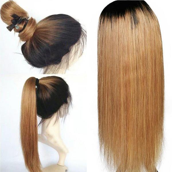 VSHOW HAIR Blonde 1b 27 Virgin Straight Human Hair Lace Front Wigs - Image 3