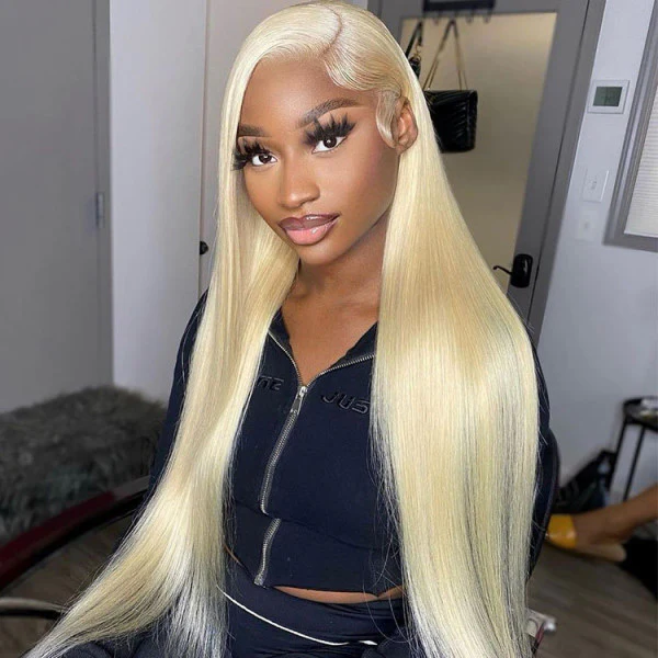 VSHOW Honey Blonde Hair #613 Color Straight Human Hair Transparent Lace Front Wigs 180% Density - Image 4
