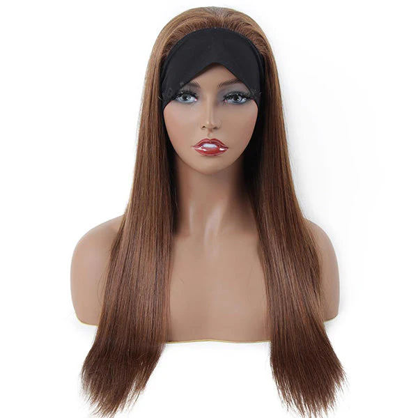 VSHOW HAIR Premium #4 Brown Straight Hair Headband Wigs 180% Density Glueless None Lace Wig - Image 3