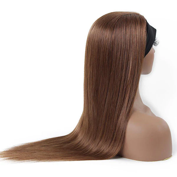 VSHOW HAIR Premium #4 Brown Straight Hair Headband Wigs 180% Density Glueless None Lace Wig - Image 5