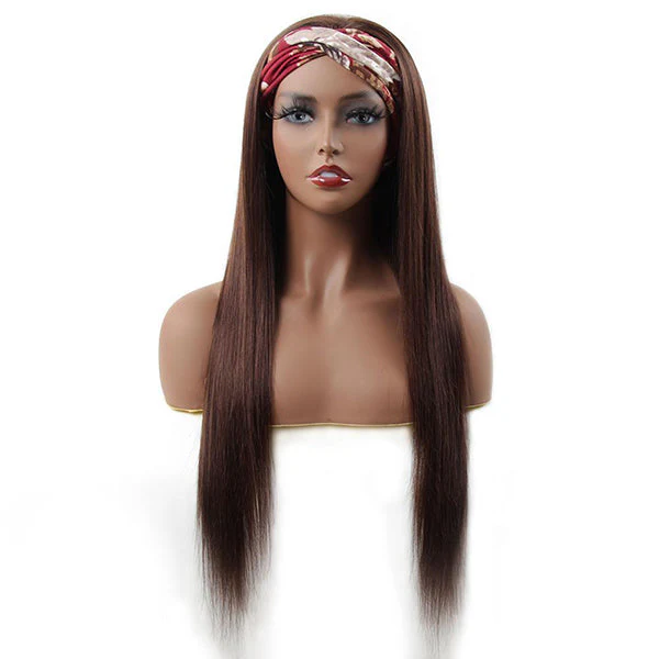 VSHOW HAIR Premium #2 Dark Brown Straight Hair Headband Wigs 180% Density Glueless None Lace Wig - Image 5