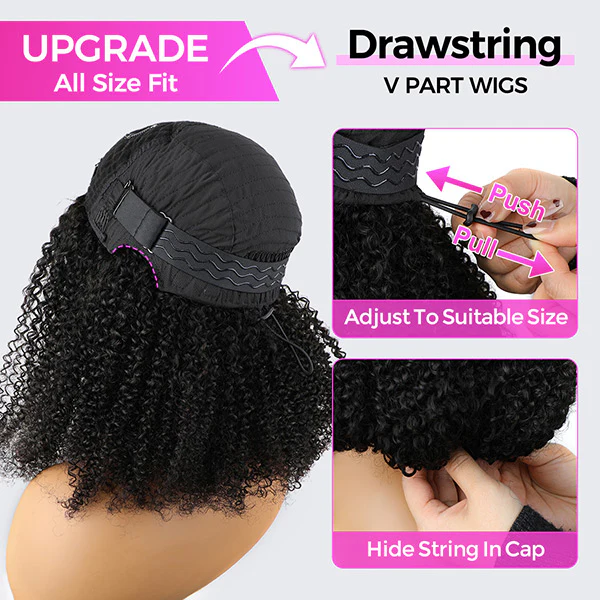 VSHOW Glueless Wigs V Part Wigs 250% Density Body Wave Wigs Thin Part Human Hair Wig - Image 5