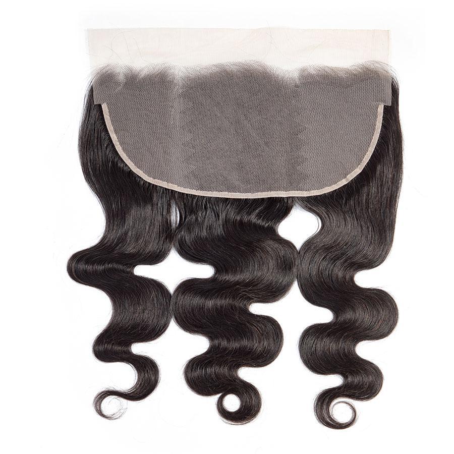 VSHOW HAIR Premium 9A Mongolian Human Virgin Hair Body Wave 3 Bundles with Pre Plucked 13x4 Frontal Natural Black - Image 4