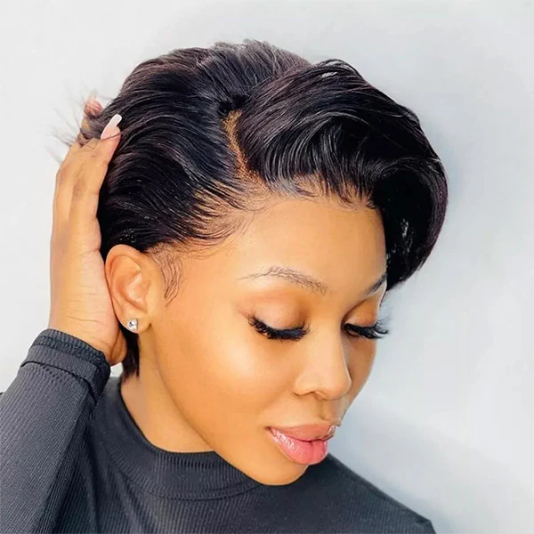 VSHOW Short Pixie Cut Wigs Curly Lace Front Human Hair Wigs 180% Density - Image 5