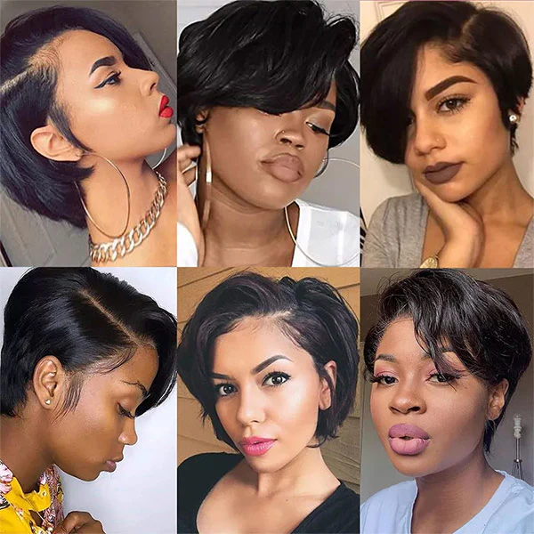 VSHOW Short Pixie Cut Wigs Curly Lace Front Human Hair Wigs 180% Density - Image 6