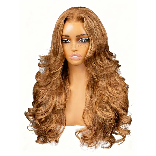 Layered Cut Omber Highlight Body Wave Human Hair 10x6 Pre Cut Lace Front Wear Go Wigs With Drawstring - Image 3