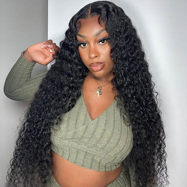VSHOW Deep Wave 13X4 13X6 Pre Cut Lace Glueless Human Hair Wigs With Drawstring - Image 2