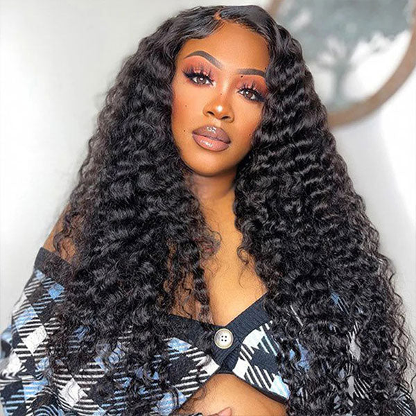 VSHOW Deep Wave Wigs 7x5 Pre Cut HD Lace 180% Density Thick Human Hair Wigs With Bleached Knots - Image 3